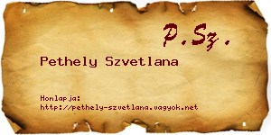Pethely Szvetlana névjegykártya